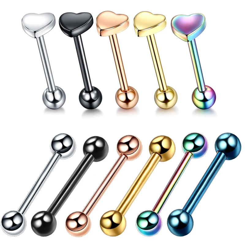14G 1Pc Stainless Steel Tongue Rings Septum Piercing Heart Shaped Tongue Studs Industrial Barbell Tongue Piercing Body Jewelry
14G 1Pc Stainless Steel Tongue Rings Septum Piercing Heart Shaped Tongue Studs Industrial Barbell Tongue Piercing Body Jewelry