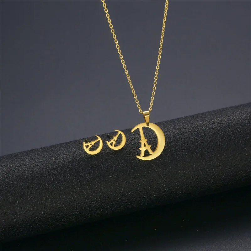 Small Stainless Steel Building Iron Tower Half Moon Crescent Pendant Chain Necklace Jewelry Wedding Love You Women Mother
Small Stainless Steel Building Iron Tower Half Moon Crescent Pendant Chain Necklace Jewelry Wedding Love You Women Mother