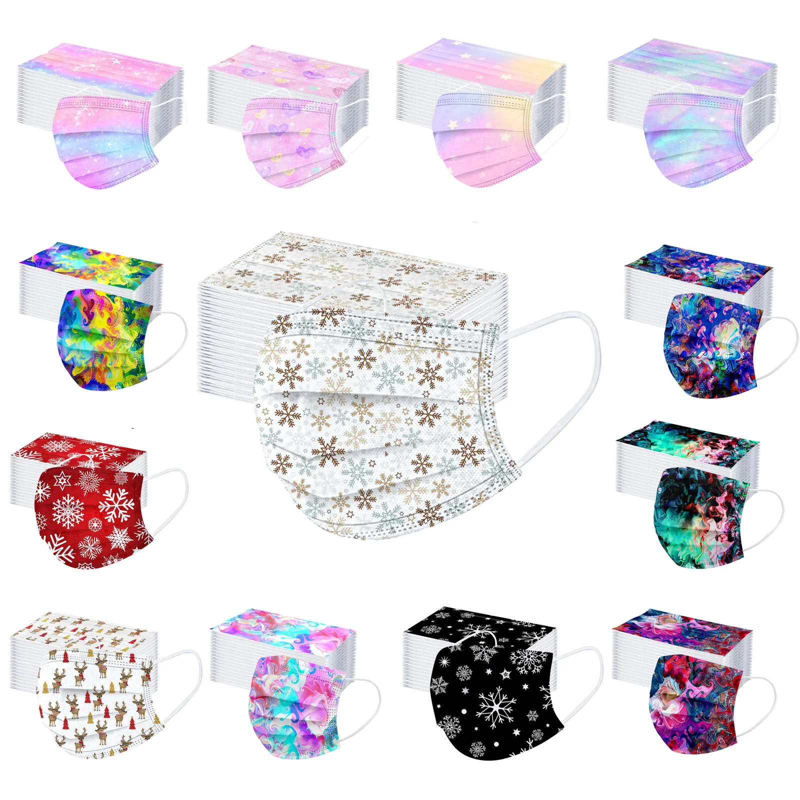 50pcs Disposable Adult Mask Printed Spunlaced Cloth With Three Layers Of Meltblown Cloth Snowflake Halloween Mask
50pcs Disposable Adult Mask Printed Spunlaced Cloth With Three Layers Of Meltblown Cloth Snowflake Halloween Mask