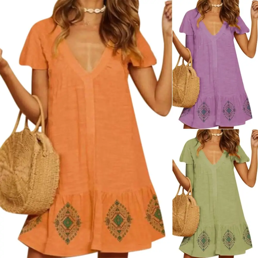 Vicabo Plus Size Geometric Print Dress for Women Summer Vestidos V Neck Casual Beach Vintage Dresses Ladies Casual Dress
Vicabo Plus Size Geometric Print Dress for Women Summer Vestidos V Neck Casual Beach Vintage Dresses Ladies Casual Dress