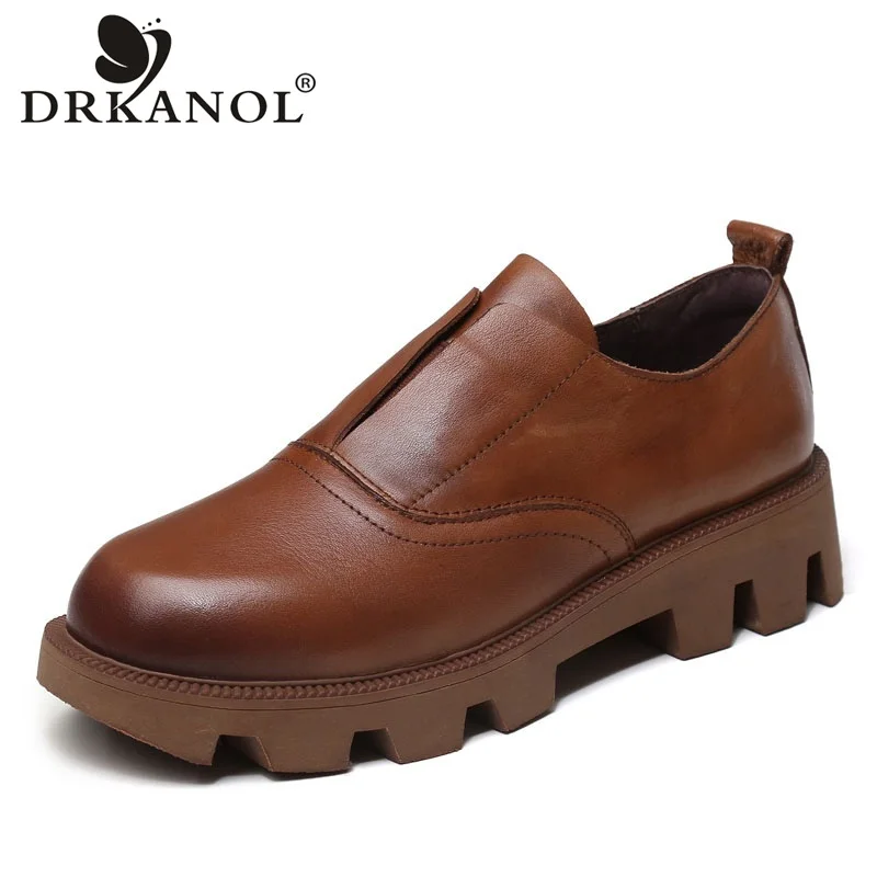 DRKANOL Women Genuine Leather Wedges Shoes Spring New British Style Retro Handmade Round Toe Slip on Platform Casual Shoes Woman
DRKANOL Women Genuine Leather Wedges Shoes Spring New British Style Retro Handmade Round Toe Slip on Platform Casual Shoes Woman
