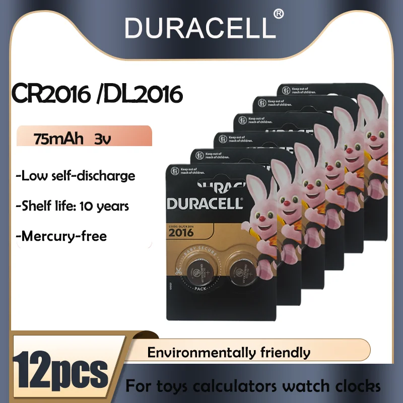 12 шт. Литиевые кнопочные Батарейки DURACELL CR2016 DL2016 ECR2016 GPCR2016 75 мАч 3 в | Электроника
