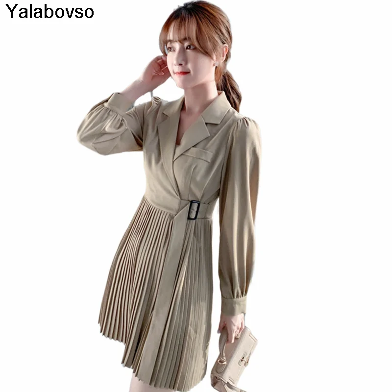 Sexy V-neck Bubble Sleeve Waist Pleated Suit Dress For Women Slim Dressses For Female Vintage Office Lady Fashion Outwear
Sexy V-neck Bubble Sleeve Waist Pleated Suit Dress For Women Slim Dressses For Female Vintage Office Lady Fashion Outwear