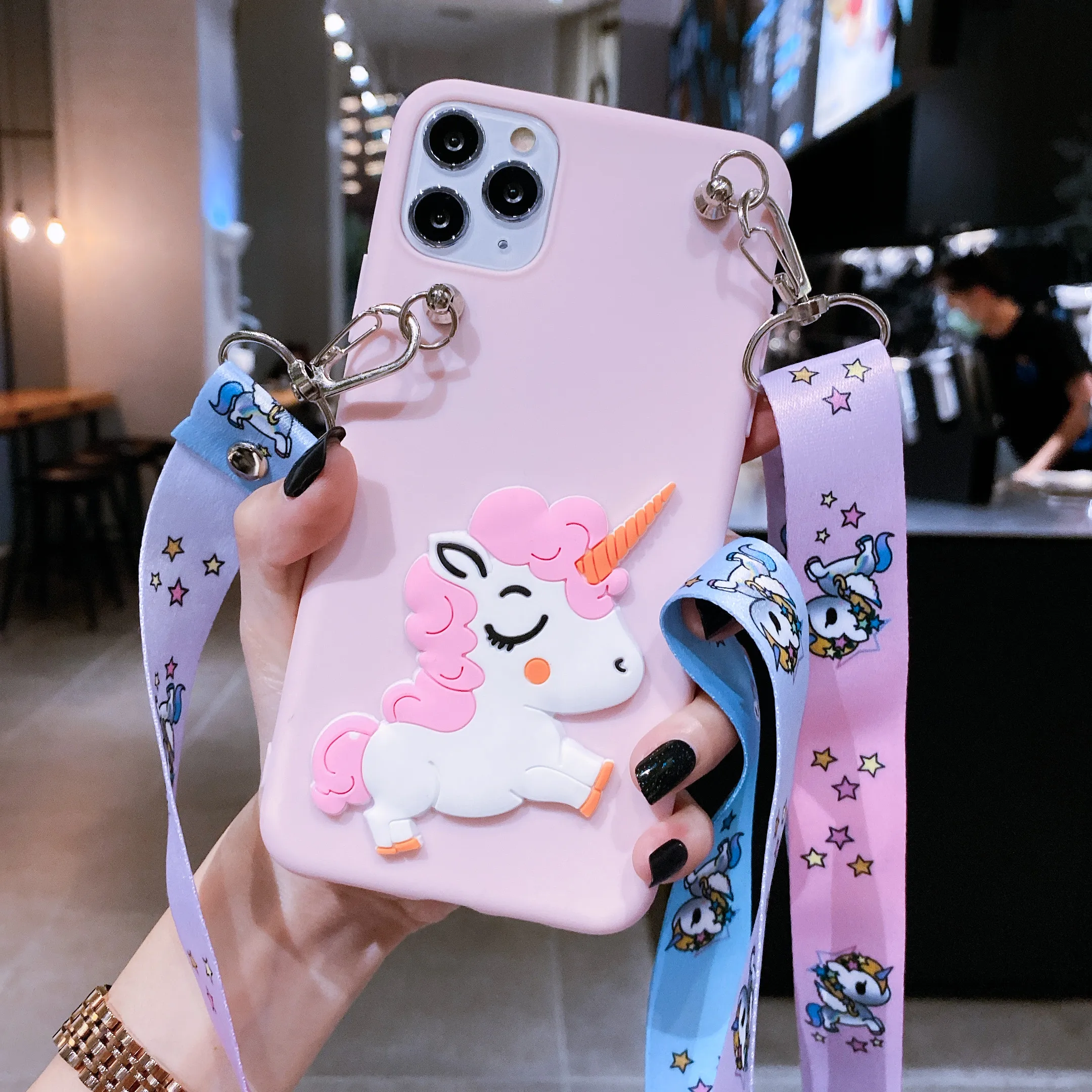 Ремешок силиконовый чехол для iphone 14 13 12 11 pro Max Mini XR X XS MAX 6 6s 7 8 Plus SE 2020 3D Единорог