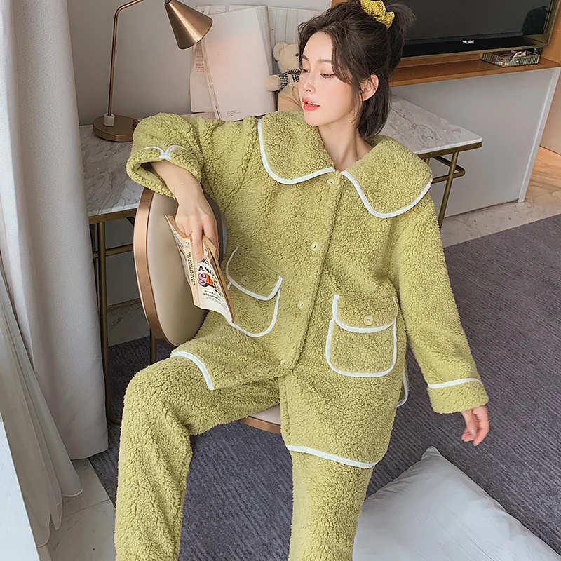 Autumn Winter Thick Warm Pajamas Women's Simple Fashion Plus Velvet Night Clothes Long Sleeve Female Home Pijama Mujer Invierno
Autumn Winter Thick Warm Pajamas Women's Simple Fashion Plus Velvet Night Clothes Long Sleeve Female Home Pijama Mujer Invierno