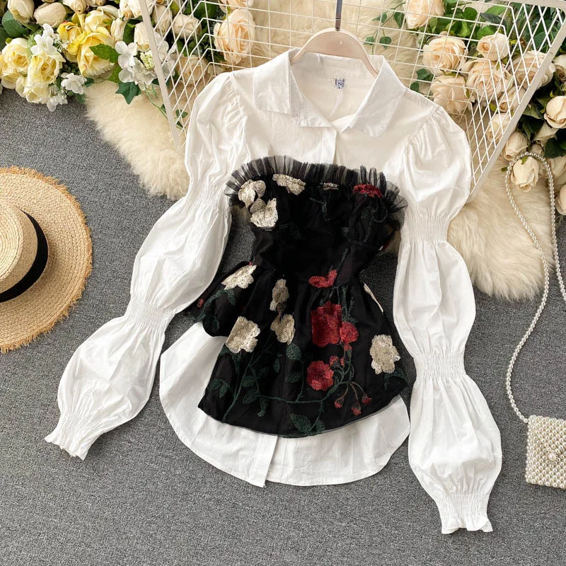 Autumn Fashion Blouse Women Vintage Embroidered Mesh Tube Top And White Shirts Two Piece Long Tunic Desigual Ladies Tops Blusas
Autumn Fashion Blouse Women Vintage Embroidered Mesh Tube Top And White Shirts Two Piece Long Tunic Desigual Ladies Tops Blusas
