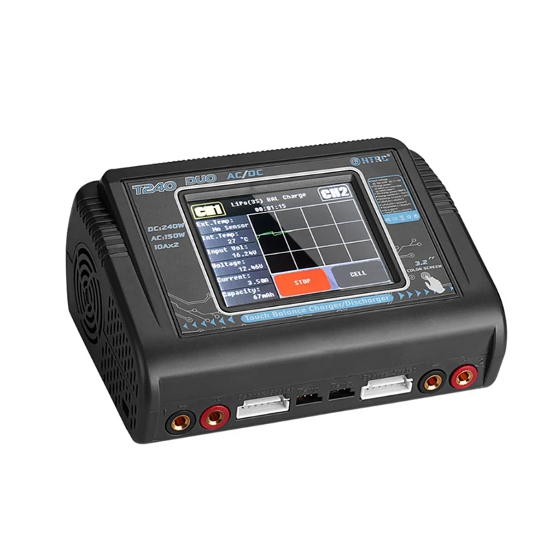 HTRC T240 DUO RC Charger Discharger Dual Channel AC 150W DC 240W Press Screen Balance Lipo Charger for RC Car Toys US Plug
HTRC T240 DUO RC Charger Discharger Dual Channel AC 150W DC 240W Press Screen Balance Lipo Charger for RC Car Toys US Plug