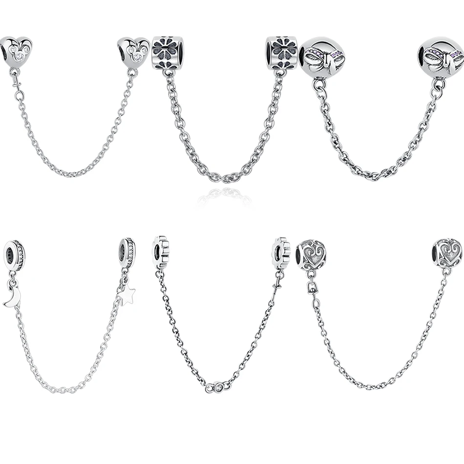 ELESHE Authentic 925 Sterling Silver Daisy Bow Heart Safety Chain Charm Bead Fit Original Charm Bracelet Jewelry Making
ELESHE Authentic 925 Sterling Silver Daisy Bow Heart Safety Chain Charm Bead Fit Original Charm Bracelet Jewelry Making