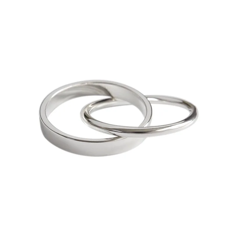 100% Pure 925 Sterling Silver Rings for Women Double Interlock Circle Anel Feminino Female Wholesale Jewelry Party Gifts