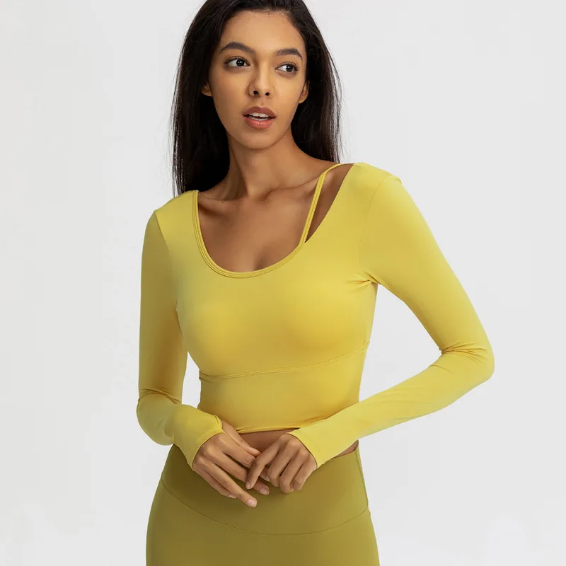 Women Gym with Chest Pad Yoga Tops Yoga Long Sleeve Workout Tops Fitness Running Sport T-Shirts Dance Training Sportswear
Women Gym with Chest Pad Yoga Tops Yoga Long Sleeve Workout Tops Fitness Running Sport T-Shirts Dance Training Sportswear