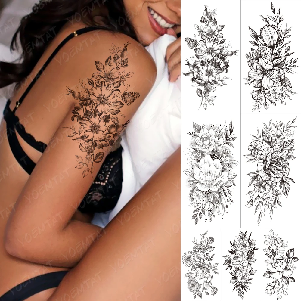 Waterproof Temporary Sleeve Tatooo Stickers Simplicity Line Rose Jasmine Lily Transferable Tattoos Body Art Fake Tatoo Women
Waterproof Temporary Sleeve Tatooo Stickers Simplicity Line Rose Jasmine Lily Transferable Tattoos Body Art Fake Tatoo Women