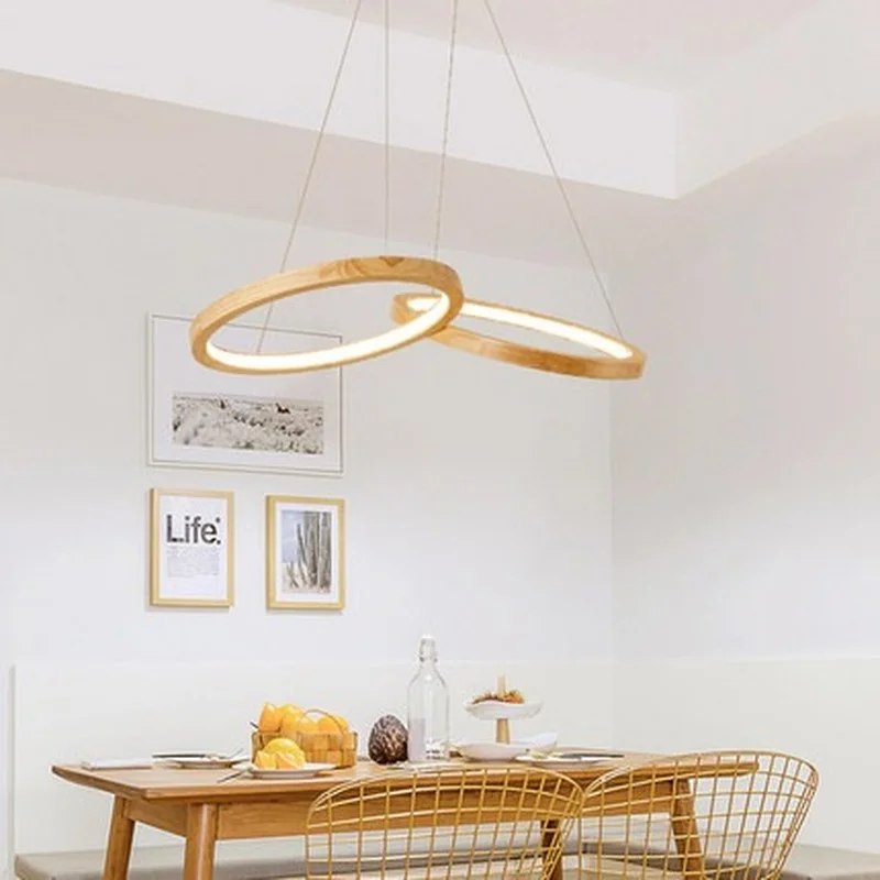 Modern Pendant Chandelier Lighting for Office Dining room Kitchen 110V 220V Lustre Cord Wooden Chandelier for home