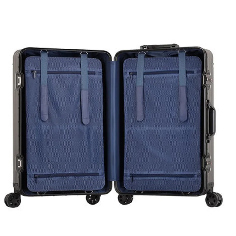 

100% Aluminum-magnesium 20/24/26/29 inch rolling luggage business travel suitcase aluminum spinner trolley bag on wheel