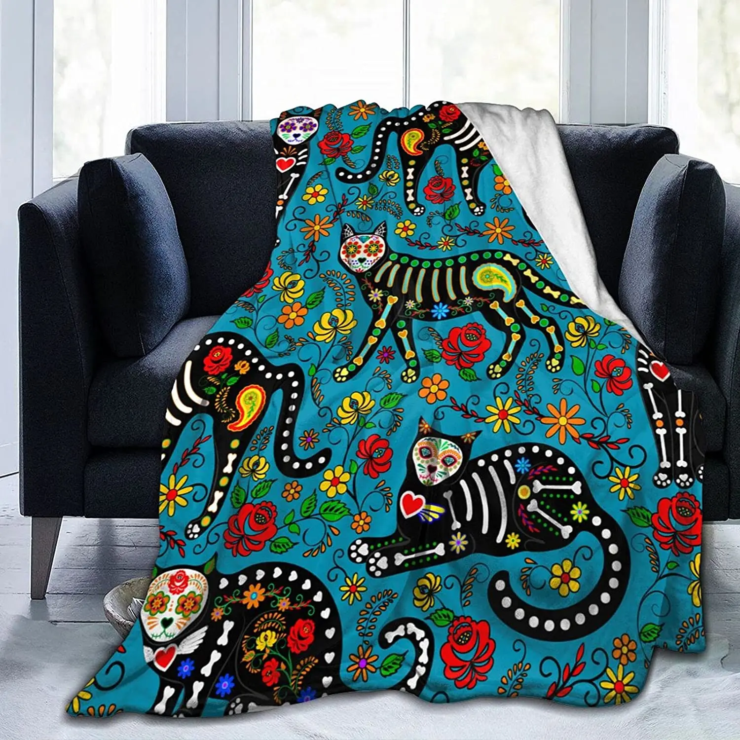 Sugar Skull Cats in Mexican Style Throw Blankets Super Soft Fuzzy Fleece Blanket Warm and Cozy Throw Decorative for Bed Couch
Sugar Skull Cats in Mexican Style Throw Blankets Super Soft Fuzzy Fleece Blanket Warm and Cozy Throw Decorative for Bed Couch