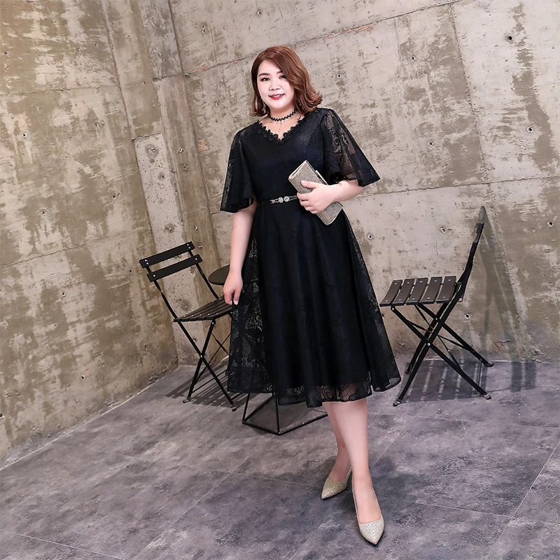 Party Night Dress A-Line Plus Size Vestidos De Gala Lace Simple Half Sleeve V-Neck Regular Women Black Elegant Prom Dresses D028
Party Night Dress A-Line Plus Size Vestidos De Gala Lace Simple Half Sleeve V-Neck Regular Women Black Elegant Prom Dresses D028