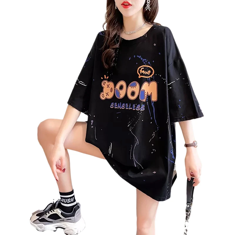 Short-sleeved T-shirt Women's Summer New Round Neck Mid-length Student Loose Tops Plus Size Women's Clothing
Short-sleeved T-shirt Women's Summer New Round Neck Mid-length Student Loose Tops Plus Size Women's Clothing