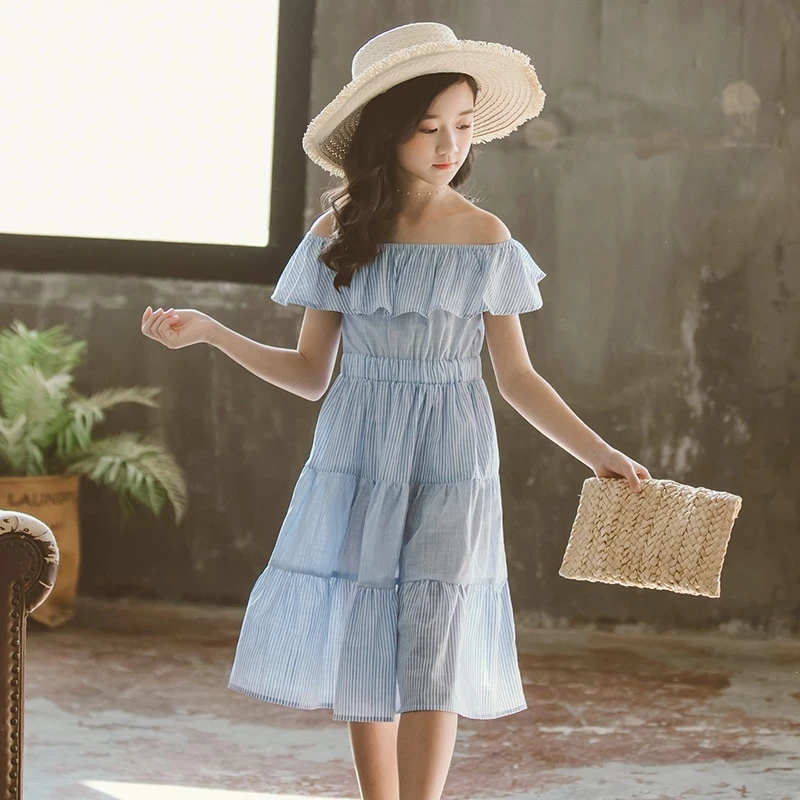 2021 Teen Girls Dress Summer Blue Striped Kids Dresses for Girl Clothes Holiday Beach Children Dress 4 6 8 10 12 14 Years
2021 Teen Girls Dress Summer Blue Striped Kids Dresses for Girl Clothes Holiday Beach Children Dress 4 6 8 10 12 14 Years