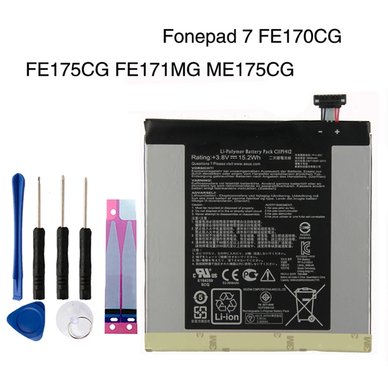 Orginal C11P1412 Battery For ASUS Fonepad 7 FE170CG FE175CG FE171MG ME175CG 3910mAh
Orginal C11P1412 Battery For ASUS Fonepad 7 FE170CG FE175CG FE171MG ME175CG 3910mAh