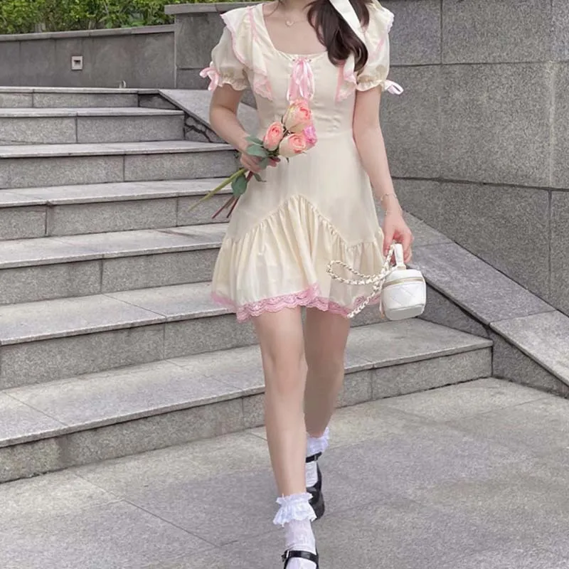 Sweet Soft Girly Preppy Style Dress Women Japanese Kawaii Square Collar Lace Bandage Bow Cute Puff Sleeve Slim Princess Dresses
Sweet Soft Girly Preppy Style Dress Women Japanese Kawaii Square Collar Lace Bandage Bow Cute Puff Sleeve Slim Princess Dresses