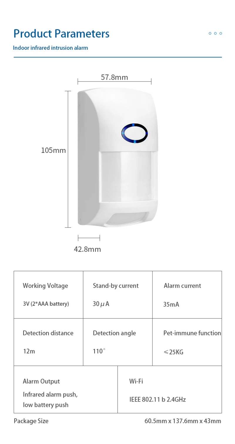 Tuya WiFi Smart Motion PIR Sensor Detector Indoor Home Security Tuya Smart Life Infrared Alarm Sensor Host Pet
Tuya WiFi Smart Motion PIR Sensor Detector Indoor Home Security Tuya Smart Life Infrared Alarm Sensor Host Pet