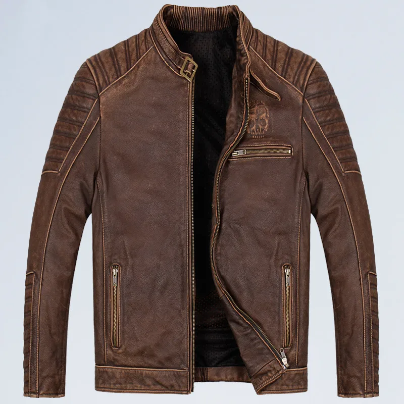 2021 Vintage Brown Biker Style Genuine Leather Jacket Men Plus Size 5XL Real Cowhide Autumn Slim Fit Skulls Motorcycle Coat
2021 Vintage Brown Biker Style Genuine Leather Jacket Men Plus Size 5XL Real Cowhide Autumn Slim Fit Skulls Motorcycle Coat