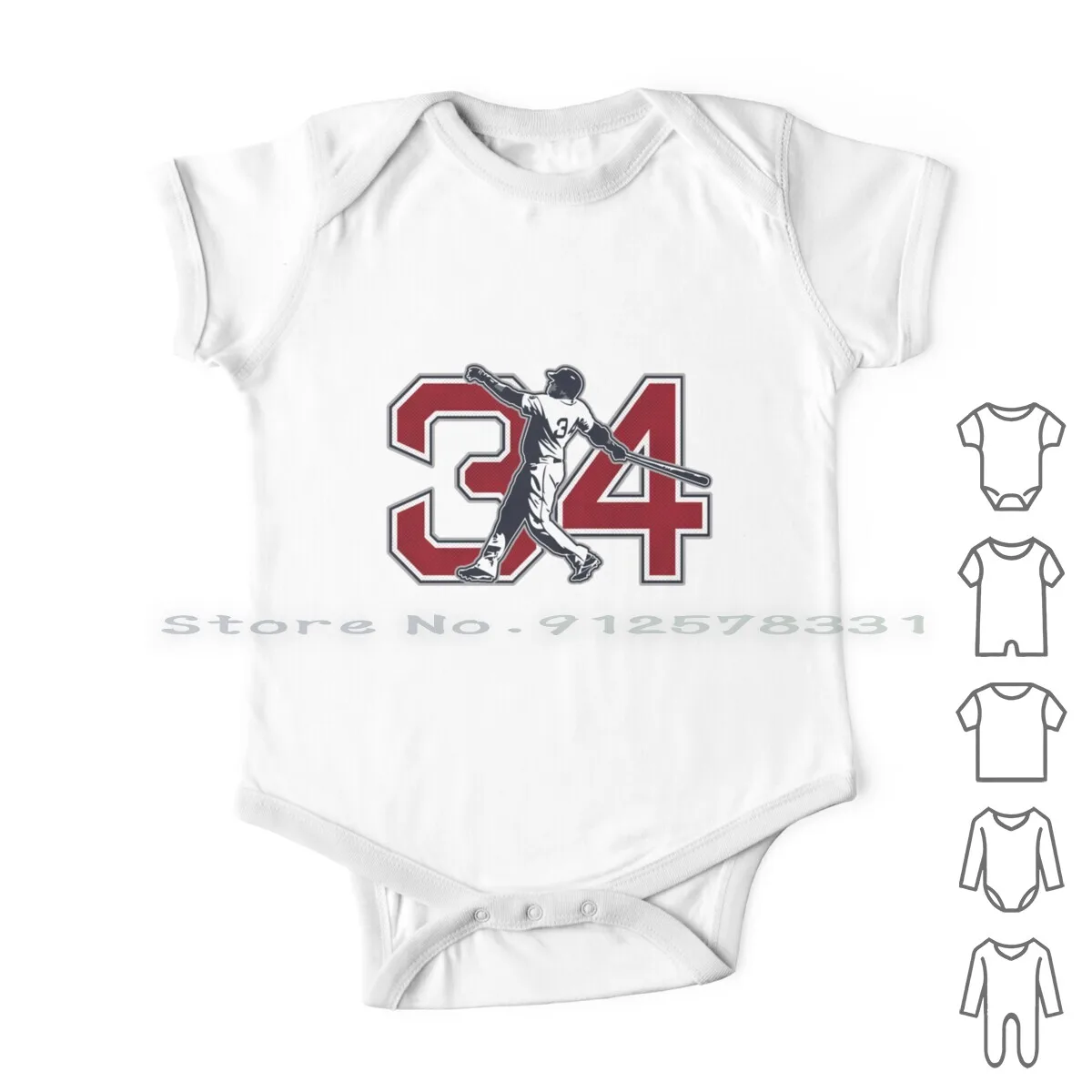 

34-Big Papi ( Original ) Newborn Baby Clothes Rompers Cotton Jumpsuits Number 34 Big Papi Player David Ortiz Massachusetts