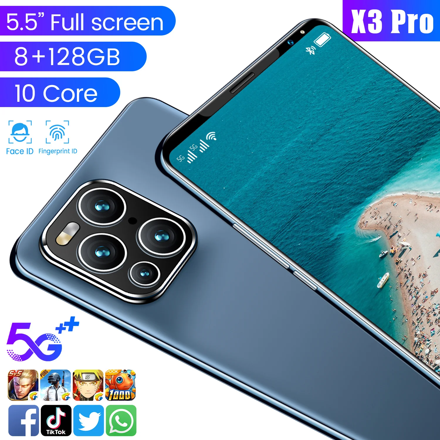 X3 Pro 5.5 Inch 8+128GB Face Unlock Andriod 10.0 Mini Smart Phone 4G LTE 5G Global Version Dual SIM+Micro SD 4800mAh Cell Phone
X3 Pro 5.5 Inch 8+128GB Face Unlock Andriod 10.0 Mini Smart Phone 4G LTE 5G Global Version Dual SIM+Micro SD 4800mAh Cell Phone