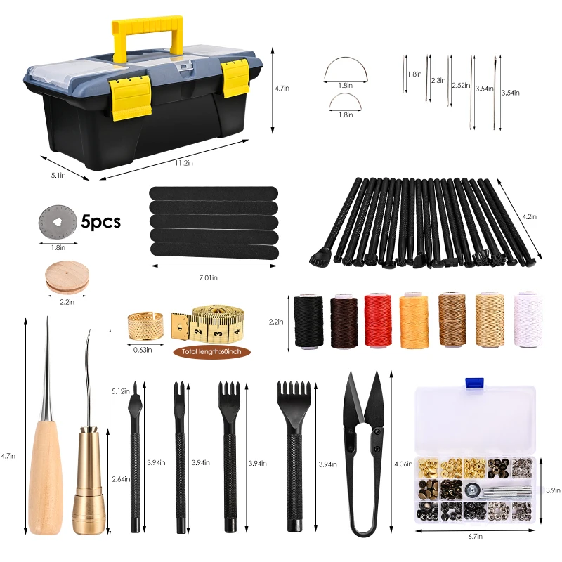 Leather Working Tools Kit, DIY Hand Leather Tool Kit, Leather Craft Kits, Leather Working Supplies with Packing Box
Leather Working Tools Kit, DIY Hand Leather Tool Kit, Leather Craft Kits, Leather Working Supplies with Packing Box