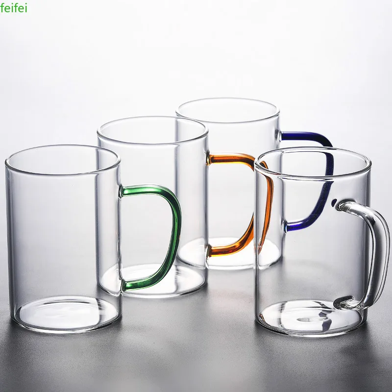 Glass water cup with handle beer glass heat resistant transparent household color handle drink milk large capacity water cup
Glass water cup with handle beer glass heat resistant transparent household color handle drink milk large capacity water cup