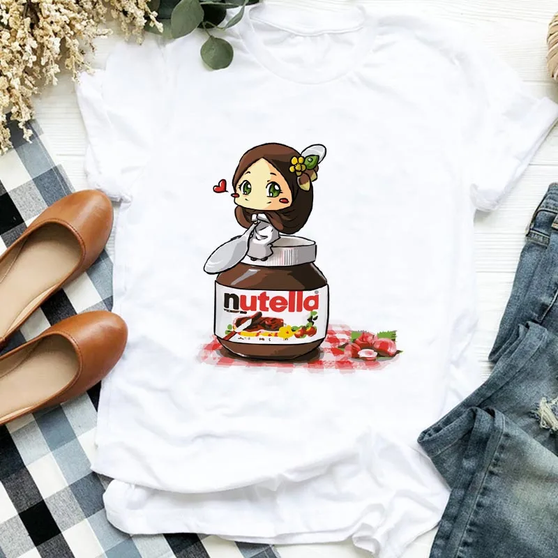 Женская футболка Nutella, модная футболка, топы с графическим рисунком, женские белые футболки, футболки, женская одежда, трендовая Милая мульт...
Женская футболка Nutella, модная футболка, топы с графическим рисунком, женские белые футболки, футболки, женская одежда, трендовая Милая мульт...