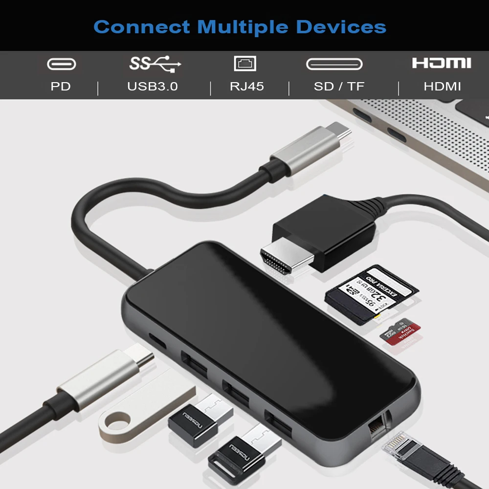 DeepFox Type C HUB to 3.0 USB HDMI-compatible 4K RJ45 USB HUB For MacBook Pro Accessories SD/TF Card Reader Type C HUB USB-C HUB
DeepFox Type C HUB to 3.0 USB HDMI-compatible 4K RJ45 USB HUB For MacBook Pro Accessories SD/TF Card Reader Type C HUB USB-C HUB
