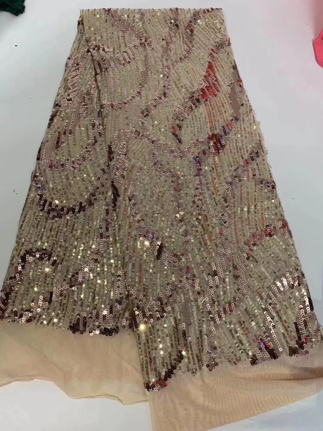 2021 Latest Nigerian Sequined Lace Fabric High Quality African Lace Fabric Wedding French Tulle Lace Fabric HS3440