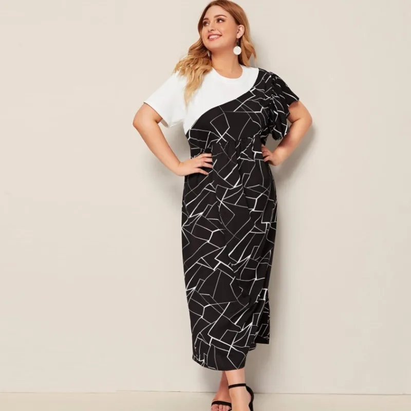 Plus Size Women T Shirt Dress 3XL 4XL Short Sleeve O Neck Fashion Print Patchwork Elegant Loose Casual Maxi Dresses Robes Summer
Plus Size Women T Shirt Dress 3XL 4XL Short Sleeve O Neck Fashion Print Patchwork Elegant Loose Casual Maxi Dresses Robes Summer