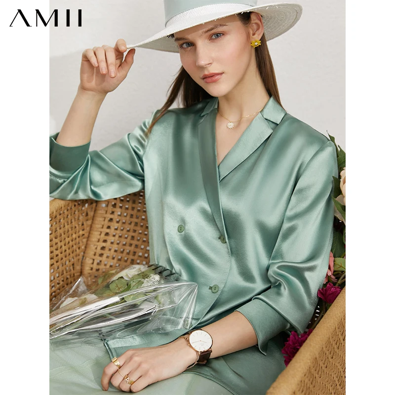Amii Minimalism Summer New Luxury Acetate Women's Shirt Offical Lady Solid Vneck Double Breasted Loose Women's Tops 12140350
Amii Minimalism Summer New Luxury Acetate Women's Shirt Offical Lady Solid Vneck Double Breasted Loose Women's Tops 12140350