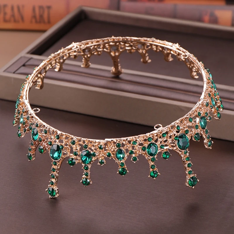Green Crystal Rhinestone Bridal Tiara and Crown Hair Jewelry Full Circle Noiva B 
Green Crystal Rhinestone Bridal Tiara and Crown Hair Jewelry Full Circle Noiva B