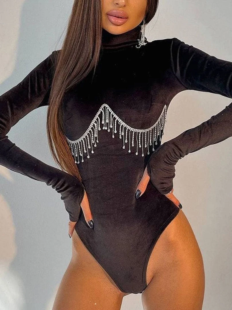 Lygens Diamond Tassel Patchwork Long Sleeve Velvet Bodysuit Women Sexy One Piece Body Suit 2021 Autumn Winter Bodycon Clothing
Lygens Diamond Tassel Patchwork Long Sleeve Velvet Bodysuit Women Sexy One Piece Body Suit 2021 Autumn Winter Bodycon Clothing