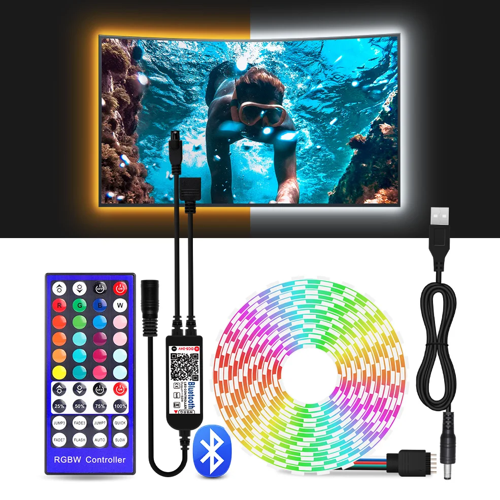 Led Strip Light RGBW RGBWW USB Led Strip IR Remote, Bluetooth Control 5050 Flexible Led Strip Waterproof Desktop PC TV Backlight
Led Strip Light RGBW RGBWW USB Led Strip IR Remote, Bluetooth Control 5050 Flexible Led Strip Waterproof Desktop PC TV Backlight