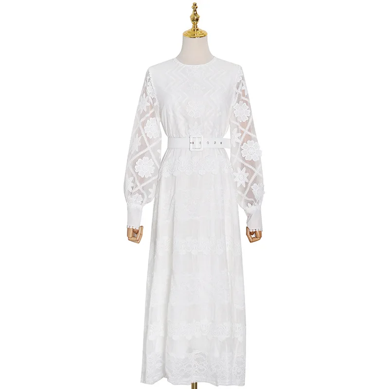 New fashion temperament round neck sexy lantern sleeve waist solid color long dress women
New fashion temperament round neck sexy lantern sleeve waist solid color long dress women
