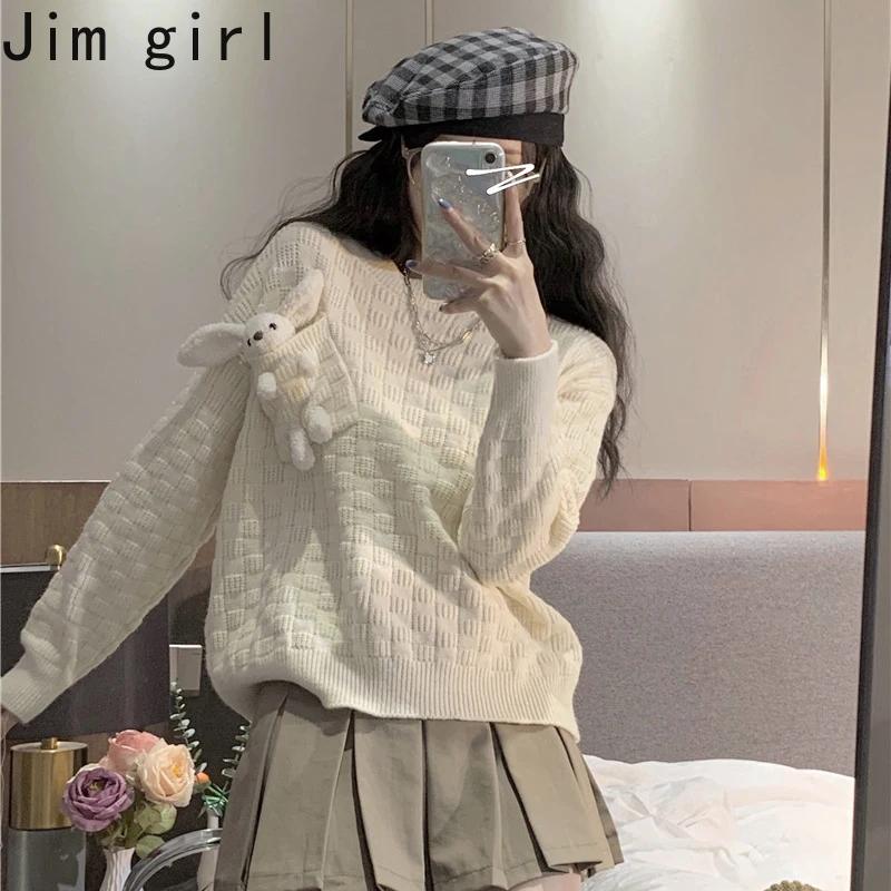 Japanese Sweet Cute Knitting Sweater Autumn Winter New Lazy College Style Loose sleeve Harajuku Rabbit Doll Oversize Sweater
Japanese Sweet Cute Knitting Sweater Autumn Winter New Lazy College Style Loose sleeve Harajuku Rabbit Doll Oversize Sweater
