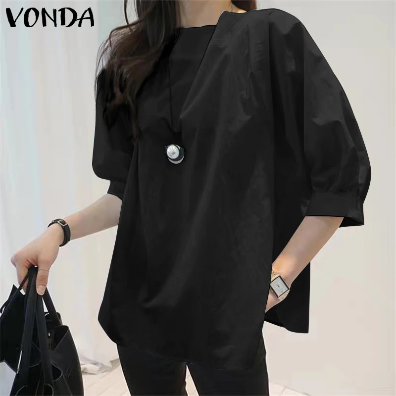 Solid Shirts Women Casual 3/4 Sleeve Blouse 2021 VONDA Bohemian Tops Holiday Beach Tunic Blusas Femininas Plus Size
Solid Shirts Women Casual 3/4 Sleeve Blouse 2021 VONDA Bohemian Tops Holiday Beach Tunic Blusas Femininas Plus Size