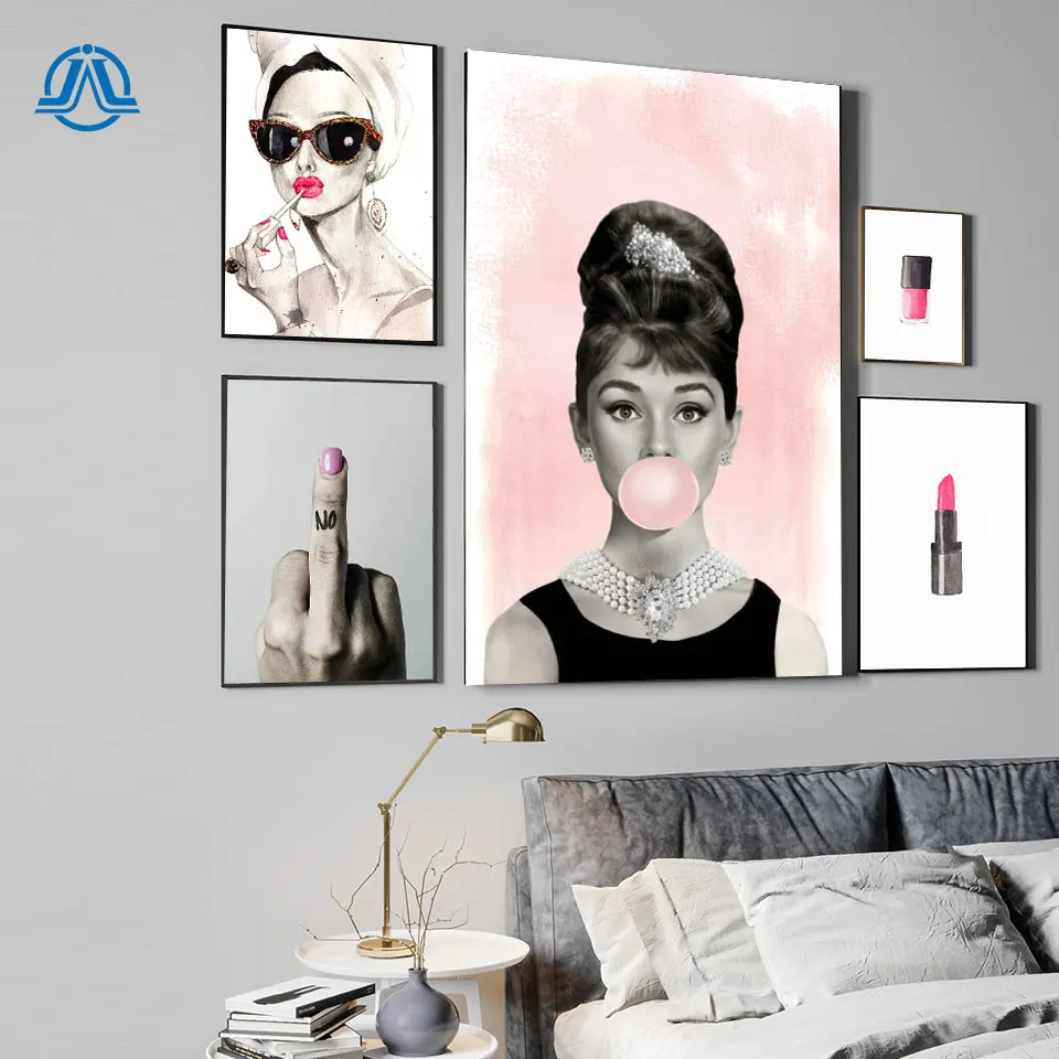 Audrey Hepburn Bubbles Wall Art Canvas Fashion Poster Pink Lipstick Nail Polish Prints Painting Pictures Modern Room Decoration
Audrey Hepburn Bubbles Wall Art Canvas Fashion Poster Pink Lipstick Nail Polish Prints Painting Pictures Modern Room Decoration