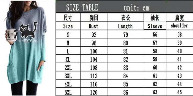 Fashion Gradient Color Cat Print Fashion T-Shirt O-Neck Spring Autumn Long Sleeve Pockets Loose Casual Tops Womens T-Shirts
Fashion Gradient Color Cat Print Fashion T-Shirt O-Neck Spring Autumn Long Sleeve Pockets Loose Casual Tops Womens T-Shirts