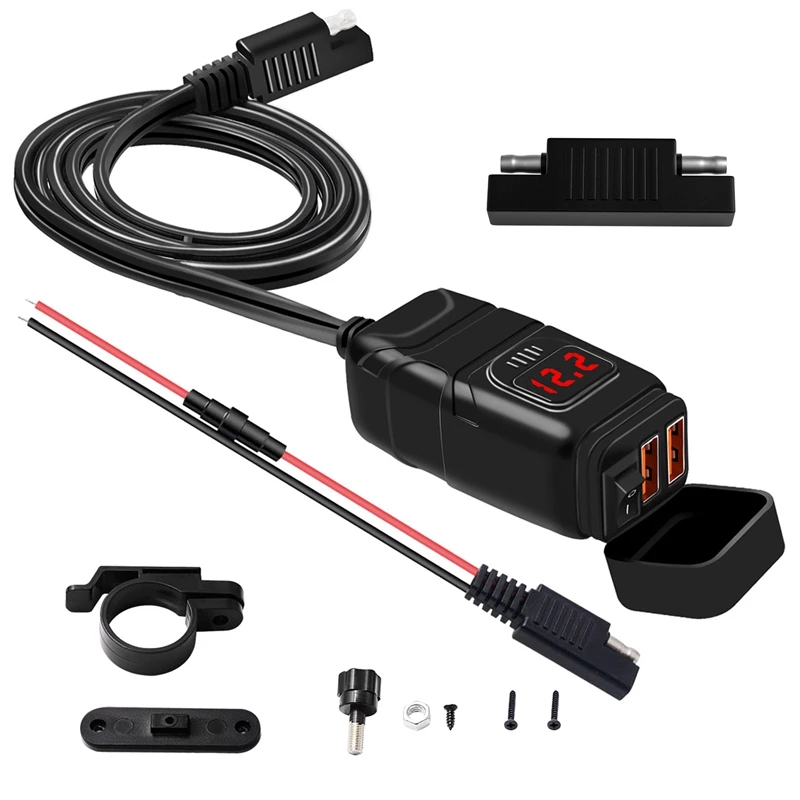 Dual USB 12V Waterproof Motorcycle Handlebar Charger Quick Charger 3.0 with Voltmeter USB Motorcycle Charger Adapter
Dual USB 12V Waterproof Motorcycle Handlebar Charger Quick Charger 3.0 with Voltmeter USB Motorcycle Charger Adapter