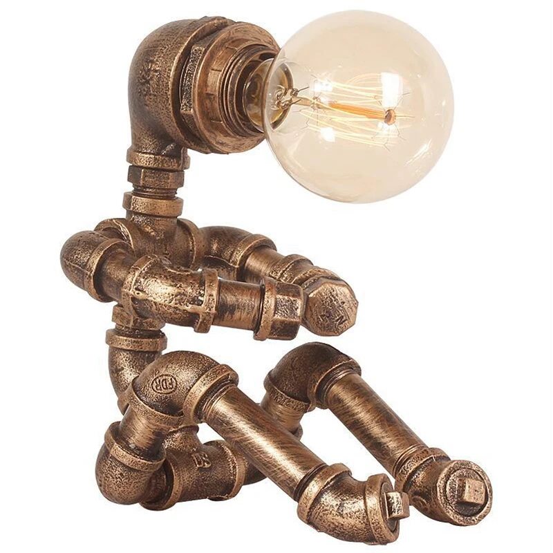 Retro Water Pipe Table Lamp Vintage Industrial Iron Robot Desk Lamp Bar Cafe Bedside Bedroom Lamp Edison Art Deco Light Fixtures 
Retro Water Pipe Table Lamp Vintage Industrial Iron Robot Desk Lamp Bar Cafe Bedside Bedroom Lamp Edison Art Deco Light Fixtures
