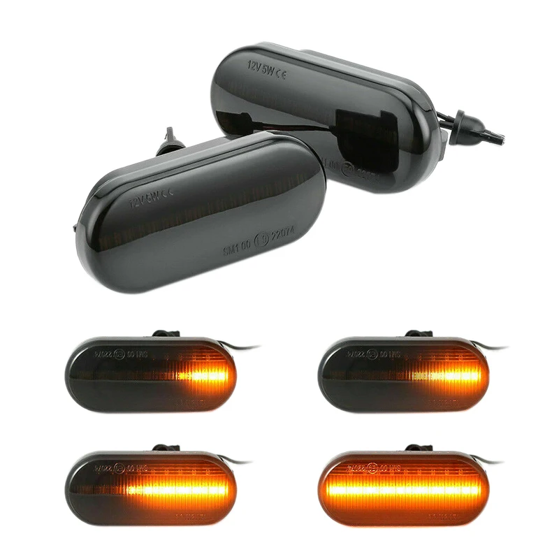 

2PCS 12V Car Side Maker Light LED Blinker Flowing Lights Smoke Lampshade Side Dynamic Amber Marker Turn Signal Lamp