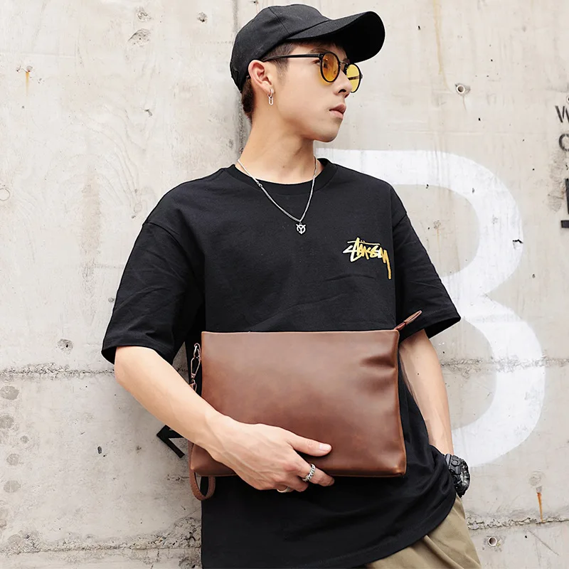 Vintage Men's Day clutch Brand Designer Envelope bag women Crazy horse PU Leather hand bags Solid Brown purse Male Casual wallet
Vintage Men's Day clutch Brand Designer Envelope bag women Crazy horse PU Leather hand bags Solid Brown purse Male Casual wallet