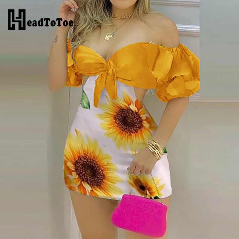 Off Shoulder Sunflower Print Knotted Puff Sleeve Skorts Rompers Women Playsuits Summer One Piece Overalls
Off Shoulder Sunflower Print Knotted Puff Sleeve Skorts Rompers Women Playsuits Summer One Piece Overalls