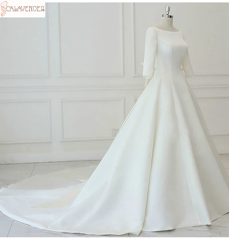 Белое Атласное свадебное платье с открытой спиной и рукавом 3/4 с большим бантом, бальное платье, свадебное платье со шлейфом, со шнуровкой сз... 
Белое Атласное свадебное платье с открытой спиной и рукавом 3/4 с большим бантом, бальное платье, свадебное платье со шлейфом, со шнуровкой сз...