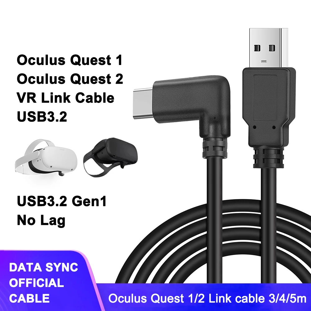 

5 м высокоскоростной USB 3.2 Type C кабель для передачи данных для Oculus Quest/Quest 2 Link VR гарнитура Быстрая зарядка от кабеля Type-C