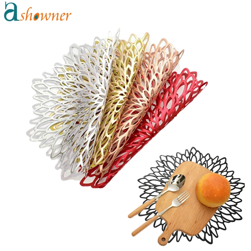 PVC Placemat Hibiscus Flower Bronzing Coffee Table Mats Heat Resistant Hollowed-out Cookware Pads Kitchen Decoration Accessories
PVC Placemat Hibiscus Flower Bronzing Coffee Table Mats Heat Resistant Hollowed-out Cookware Pads Kitchen Decoration Accessories